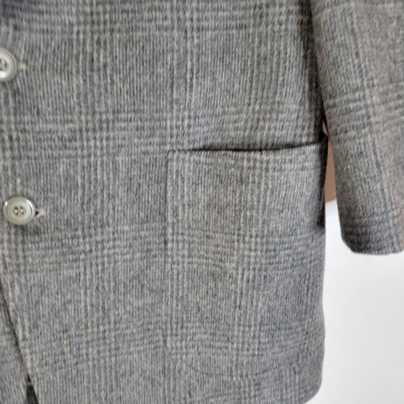Mens Han Kook Wool Gray Plaid Wool 2 button Blazer Sleeve 29" Back Length 28.5 - Picture 3 of 12